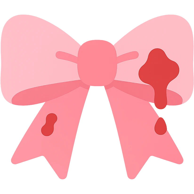 pink ribbon bow with blood stains emoji