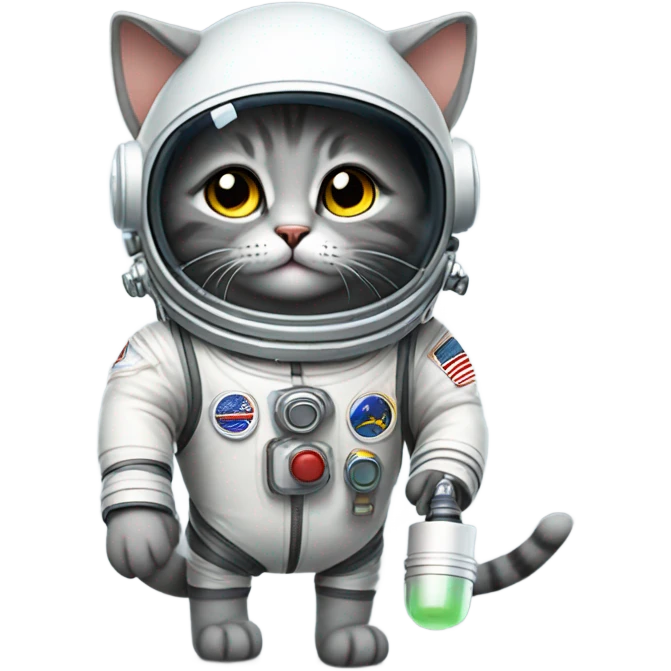 Grey Kitty astronaut in a spacesuit emoji