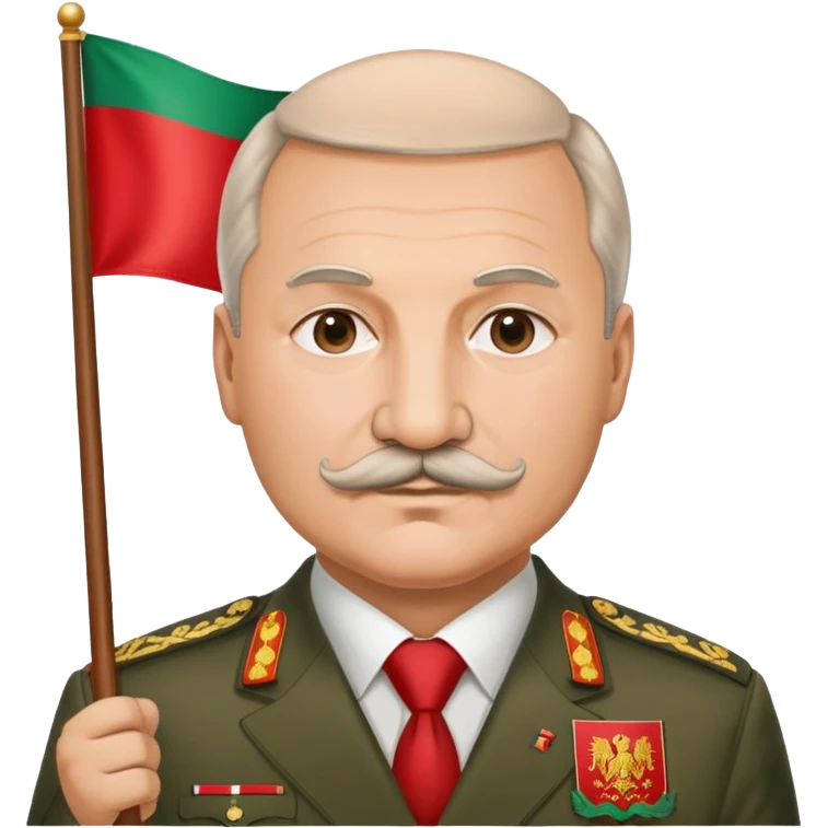 Alexander Lukashenko with mustache holding Belarus flag emoji