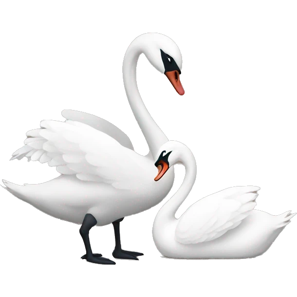 Brown swan and white swan couple emoji