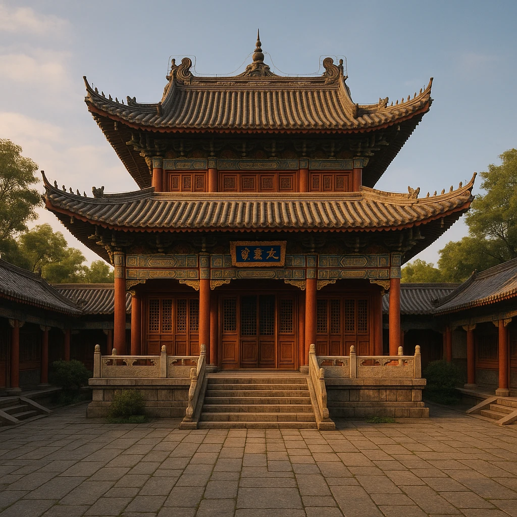 Chinese traditional building that looks a bit like a temple emoji