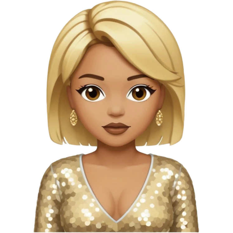T-Boz from TLC with blonde hair, ivory sequin outfit emoji