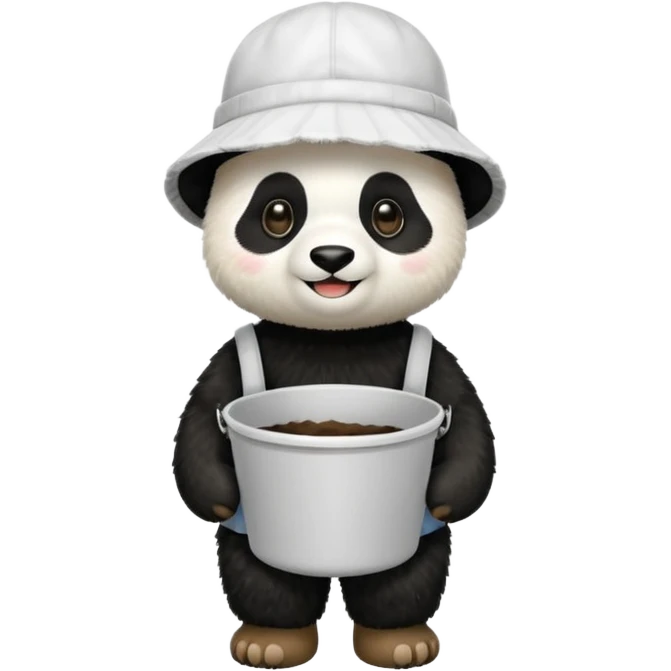 panda wearing bucket hat, full body emoji