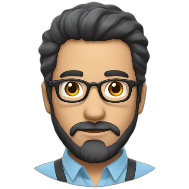 Persona con lentes y barba, edad 35 años., cabello lazio  emoji