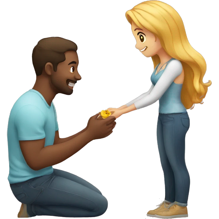 A man proposes to a girl emoji