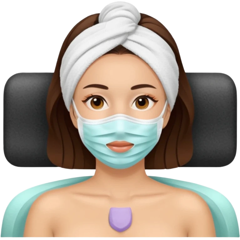Lady with face mask spa beauty full face relaxing emoji