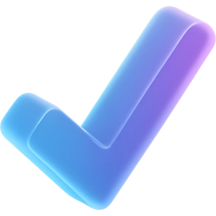 a checkmark with a fancy colorful gradient for the color with blue and purple emoji