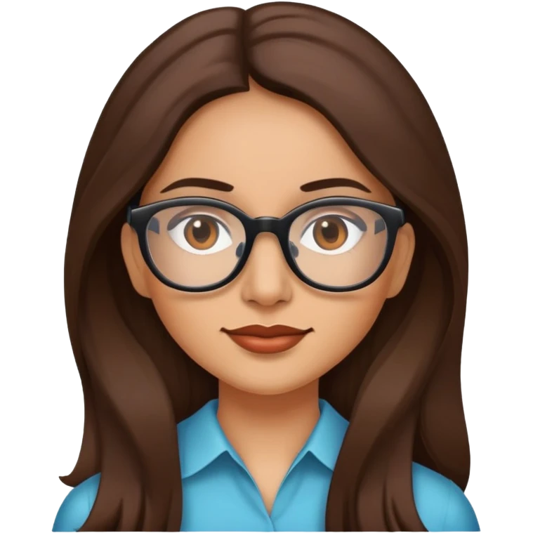 hispanic woman long brown hair glasses emoji