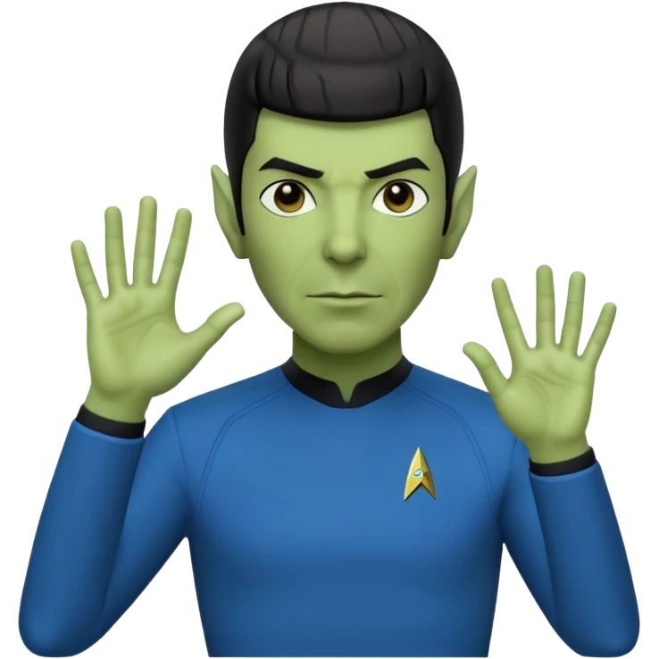 Spock with the Vulcan salute with Starfleet blue uniform (Star Trek) emoji