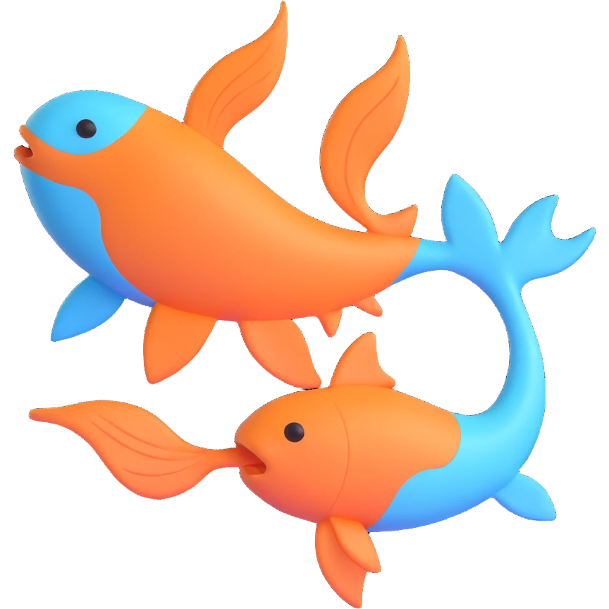 The zodiac symbol Pisces (#00d9ff color emoji
