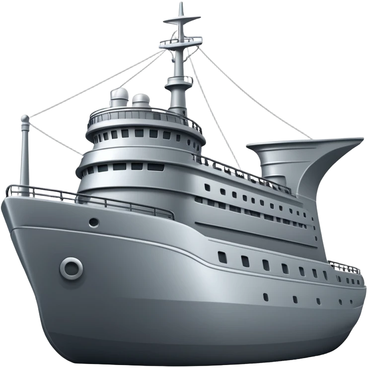 Front side left side to curving into right side ship emoji