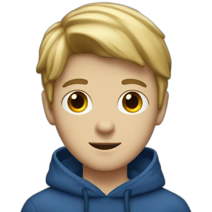 White boy with a dark blue hood emoji
