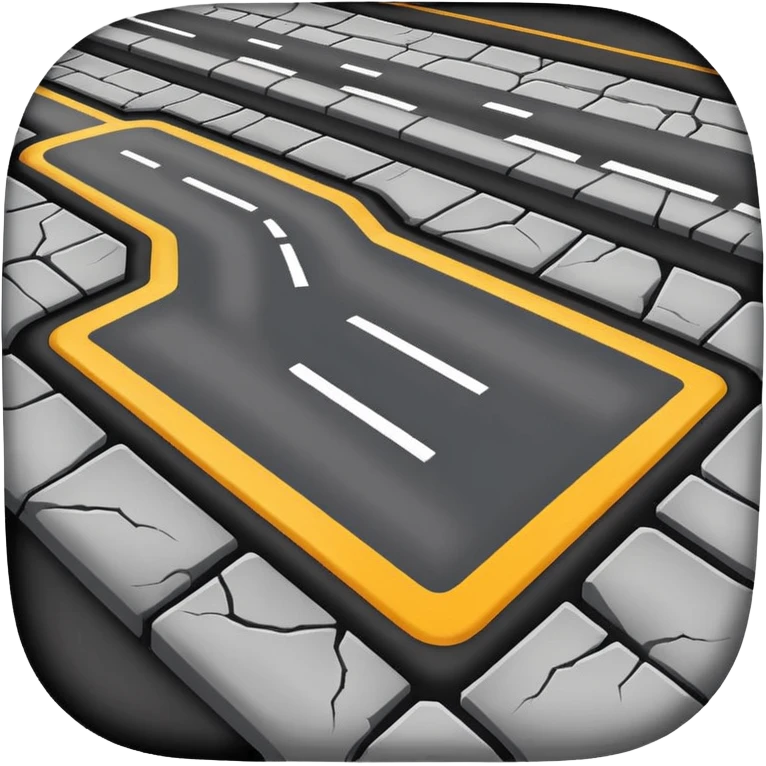 Emoji-style illustration of road surface repair, flat vector look, bold outlines, minimal details, no background. emoji