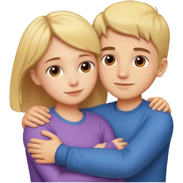 brother and sister hug in white skin emoji