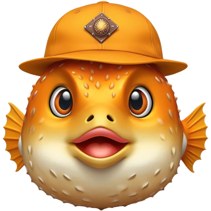 All Orange Blowfish facing forward With an Arizona State Hat emoji