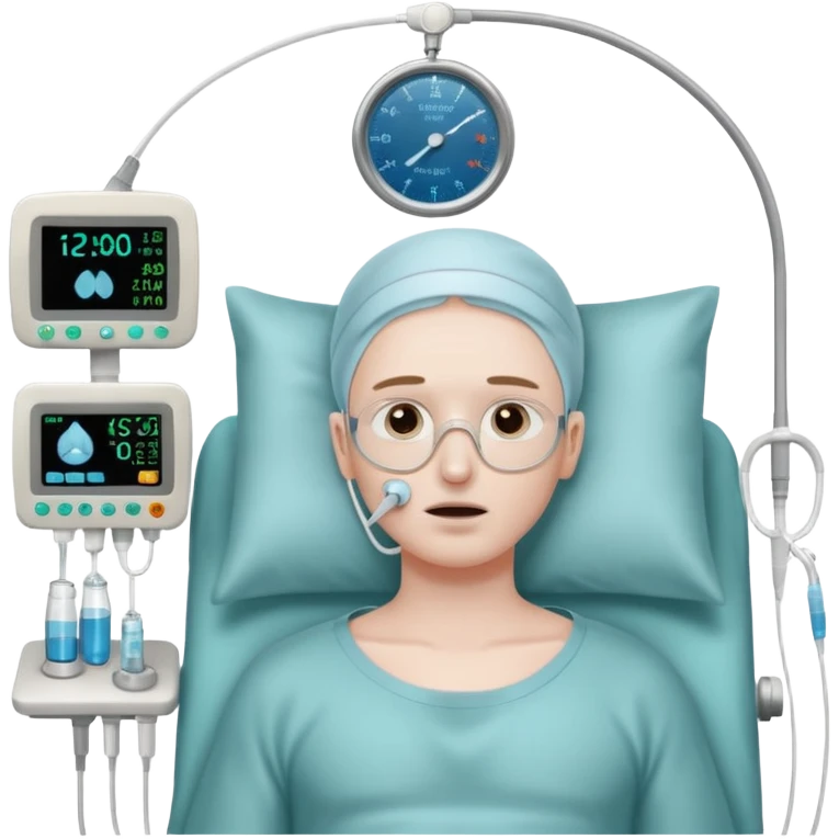 a PATIENT waking up before a surgery, with monitors and nasal canula emoji