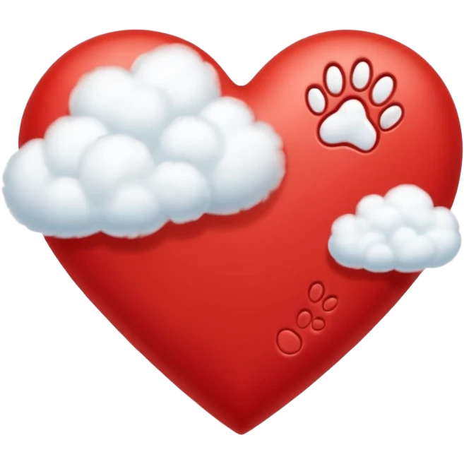 heart with a paw print and a cloud emoji