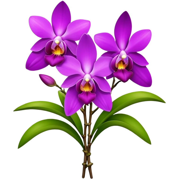 big bouquet Dendrobium Orchid flower, stem, leaf emoji