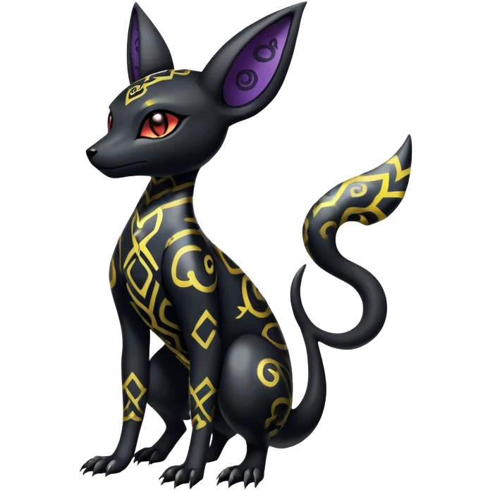 Shiny Dark Edgy Majestic Sophisticated Modern Gothic Gloomy Futuristic Salandit-Umbreon-Delcatty-Hybrid (Full body) with pattern-markings emoji