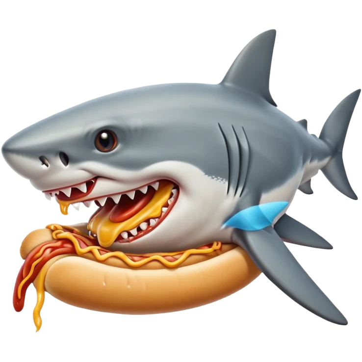Shark eating a hotdog emoji