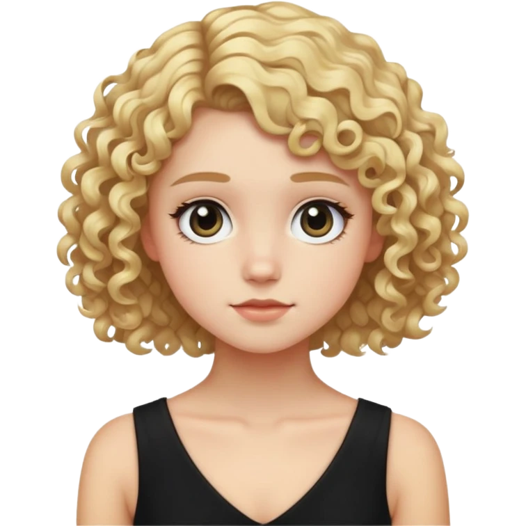 curly-short-hair-blond-teen black dress emoji