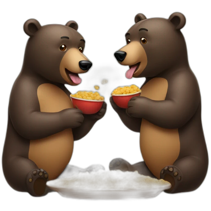 two bears eating food emoji