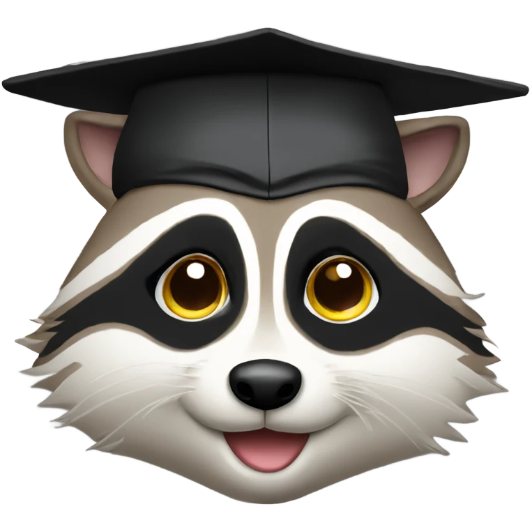 raccoon face wink eyes with graduation hat emoji