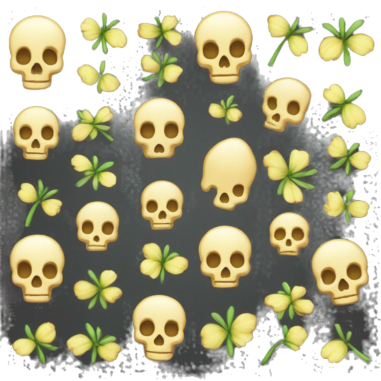 Tete de mort fleure feuille noir sombre  emoji