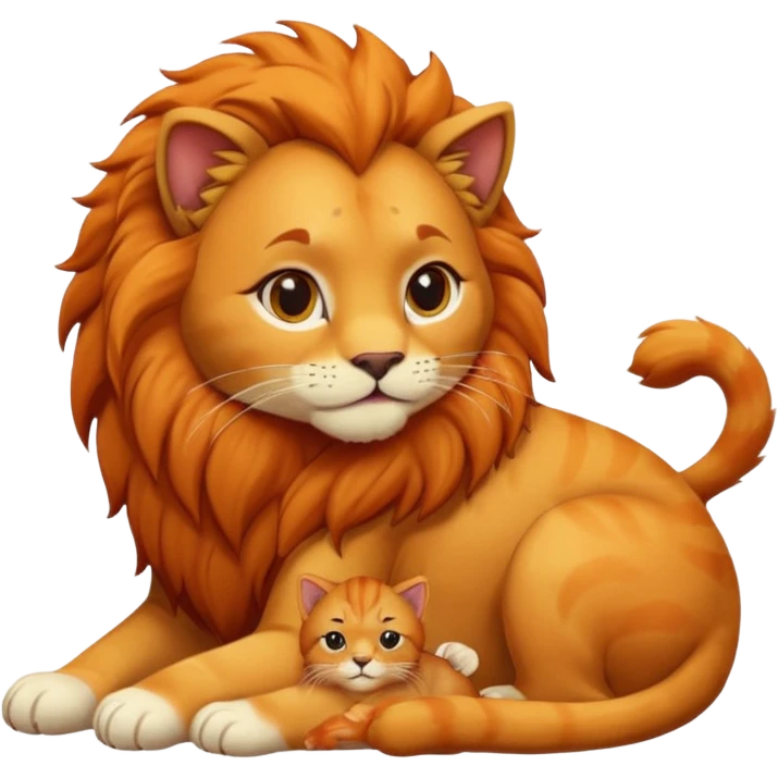 Gata masajeando a leon emoji