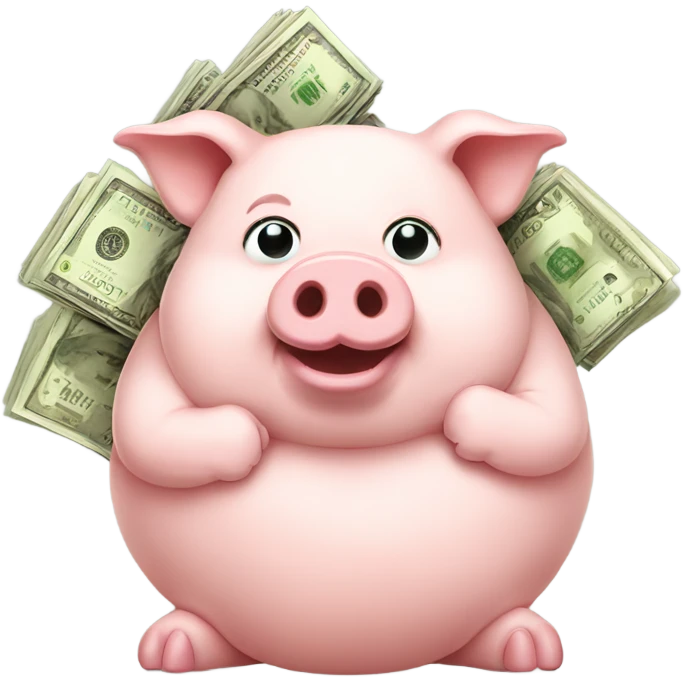 Fat pig holding money emoji