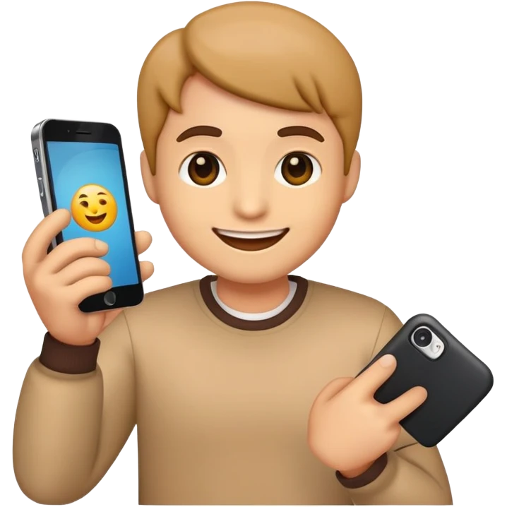 Emoji with phone in hand recording emoji