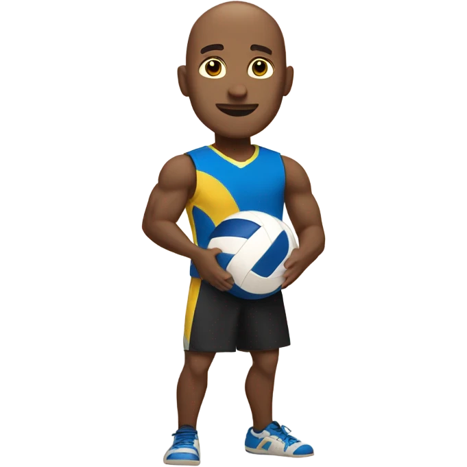 Bald brown skin guy playing volleyball  emoji