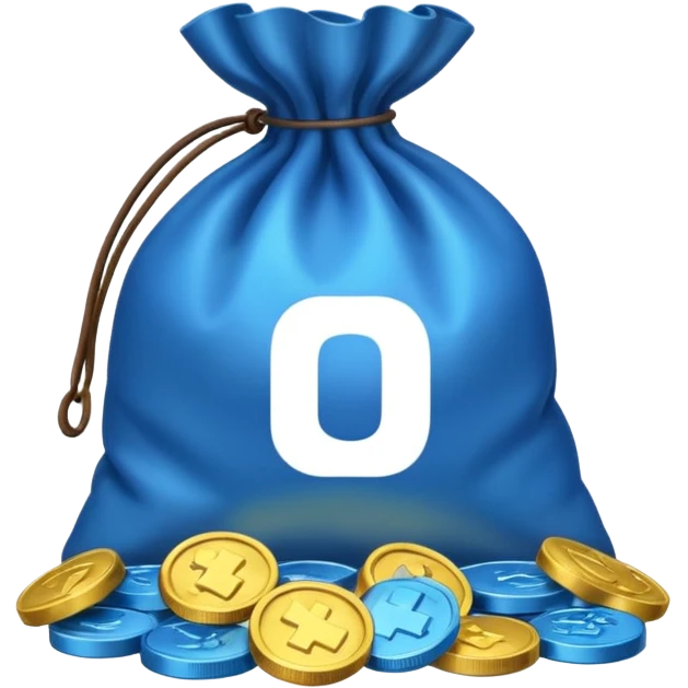 blue coins bag emoji