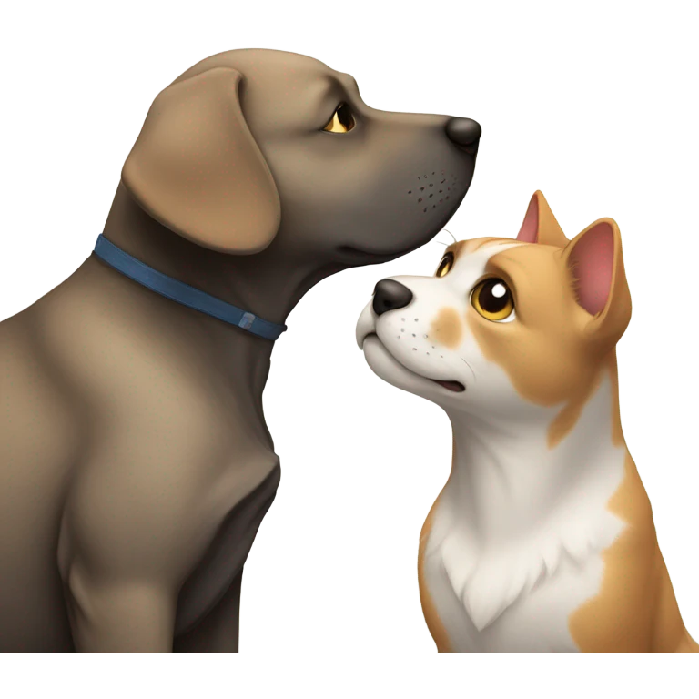 Cat and dog kissing emoji