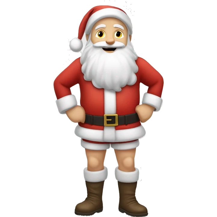 Caucasian Santa in short shorts on skies.  emoji