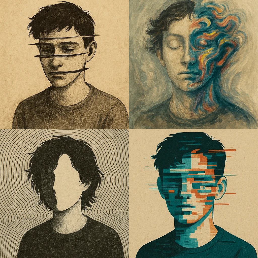 a person dissociating, variety of visual styles emoji