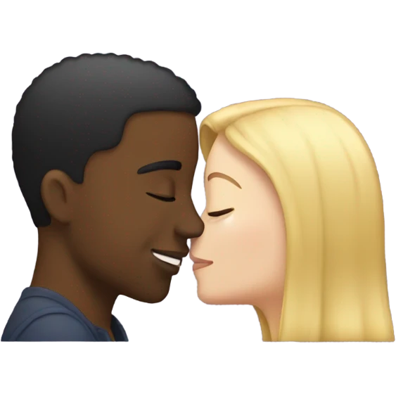 white girl and black guy kissing emoji