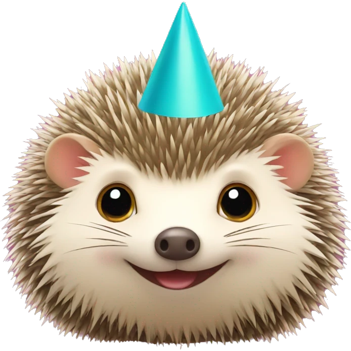 Hedgehog wearing party hat emoji