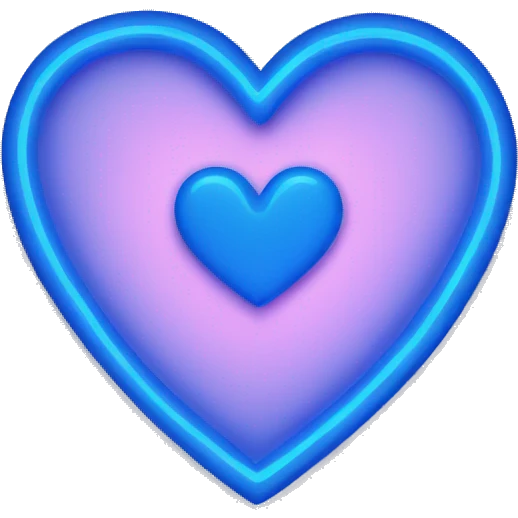 Neon blue heart emoji