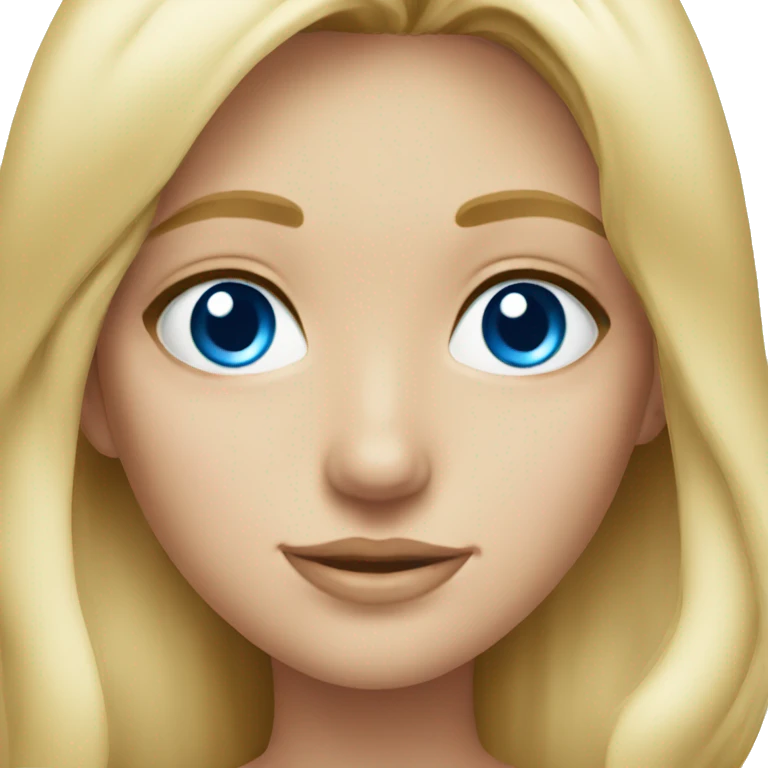 blonde girl with blue eyes and a big bikini emoji