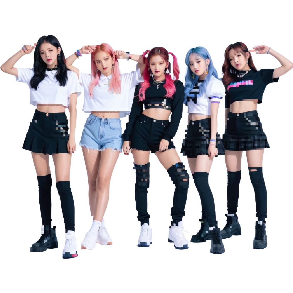 Blackpink K-pop girl group four members energetic group pose emoji