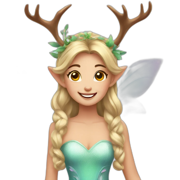 Fairy princess deer-antlers smile emoji