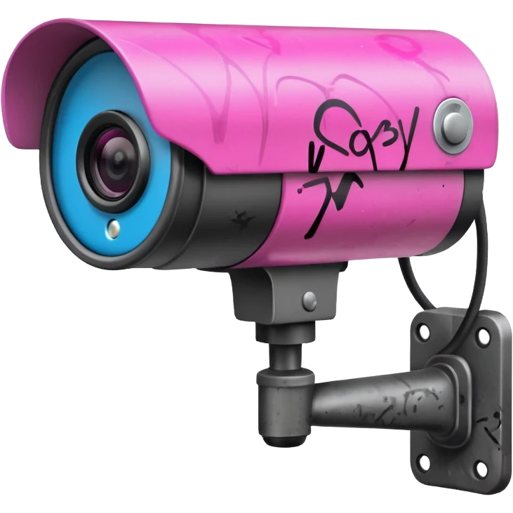 Security Camera pink with graffity emoji