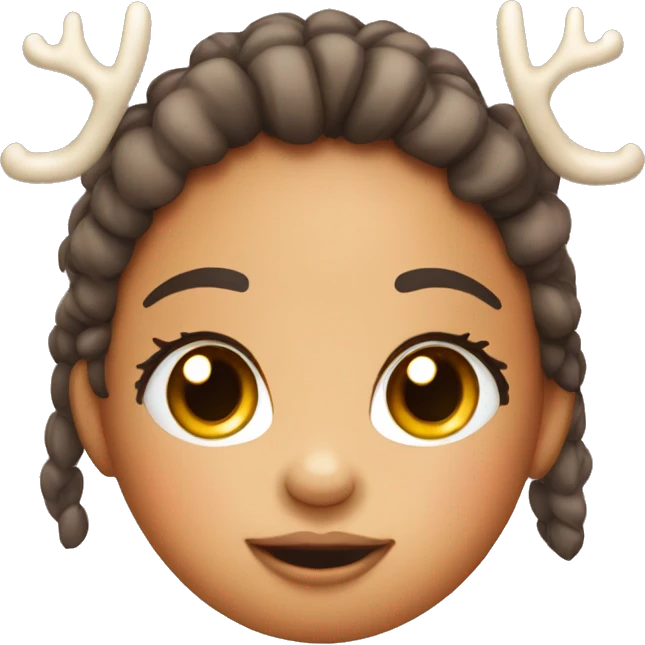 cute girl reindeer head with eyelashes  emoji