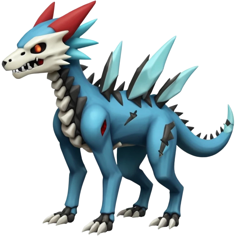 Skeletal Zeraora-Zoroark-Marowak-Dialga-Duskull-Electrike-Fakémon-hybrid-creature (full body)  emoji
