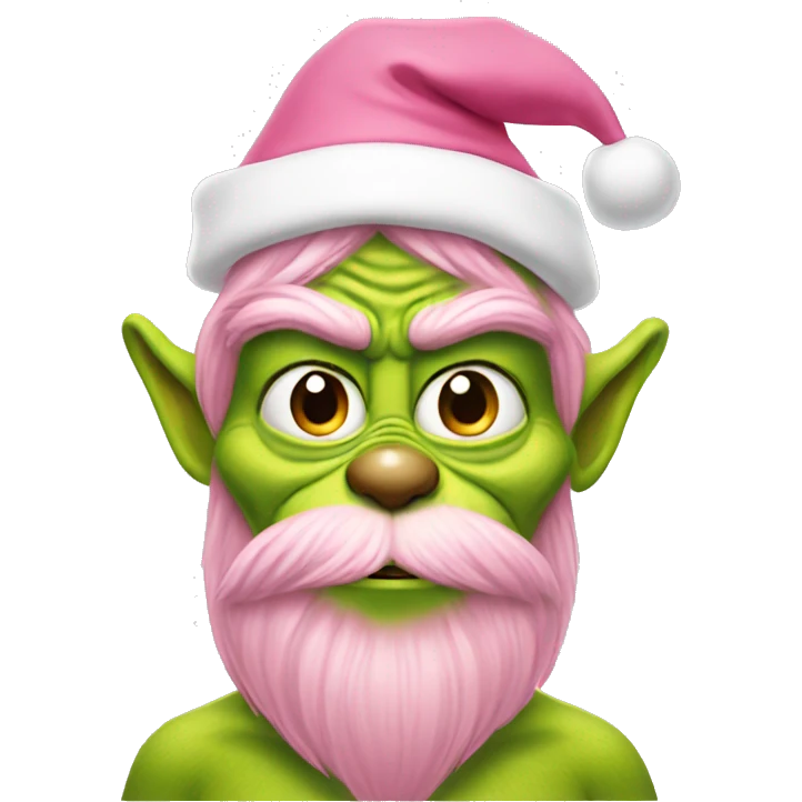Grinch with a light pink santa hat emoji