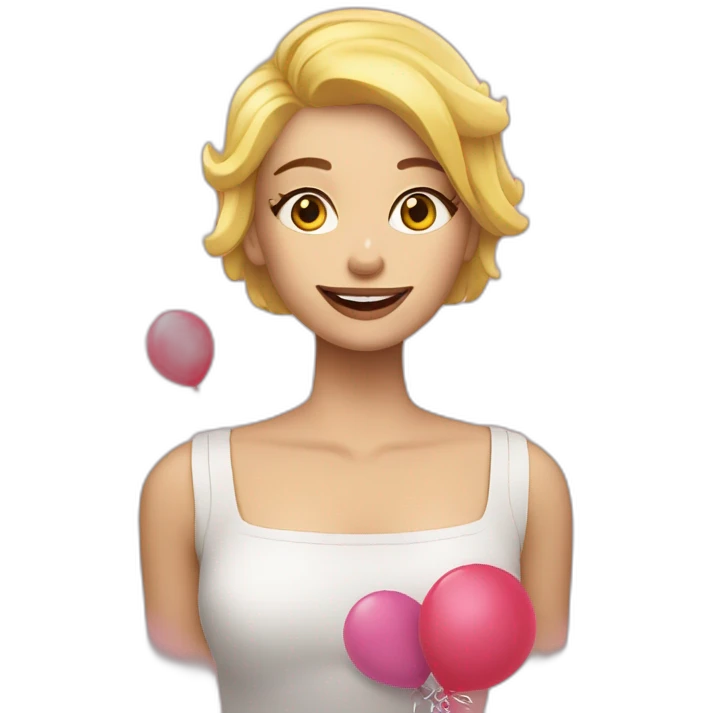 Chica rubia con globos emoji