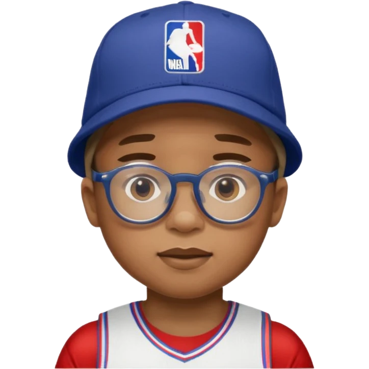 hat and glasses child with nba jersey emoji