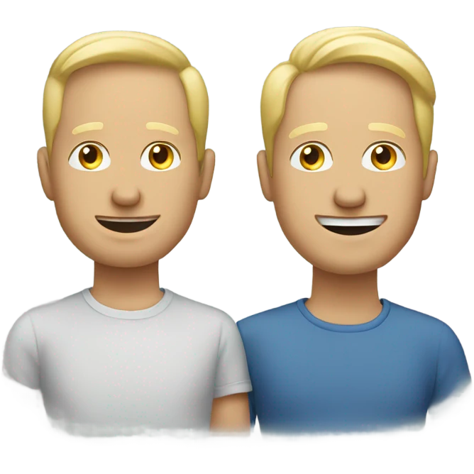 Two white adults man talking  emoji