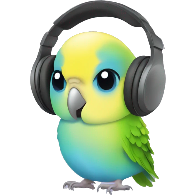 budgie wearning headphones  emoji